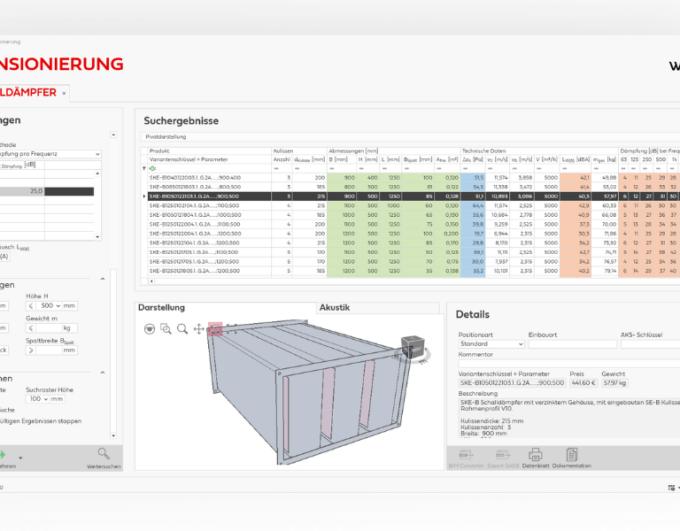 Dimensionierung eines Schalldämpfers mit der WiDim