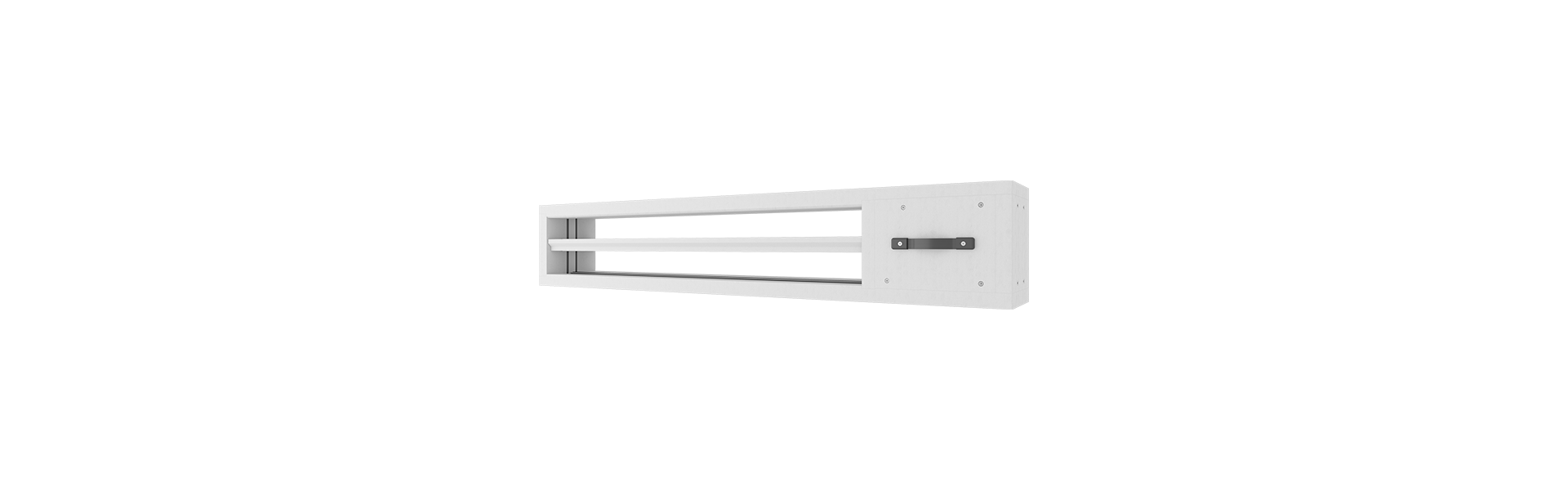 EKM90 single-louvre smoke control damper half right from the front