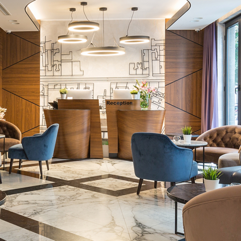 Hotel lobby lounge and reception